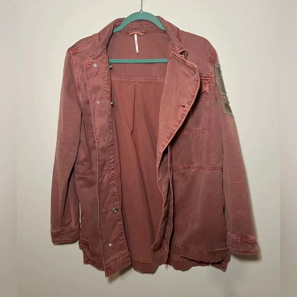 Free People Embellished Military Rose Shirt Jacket - Picture 14 of 16